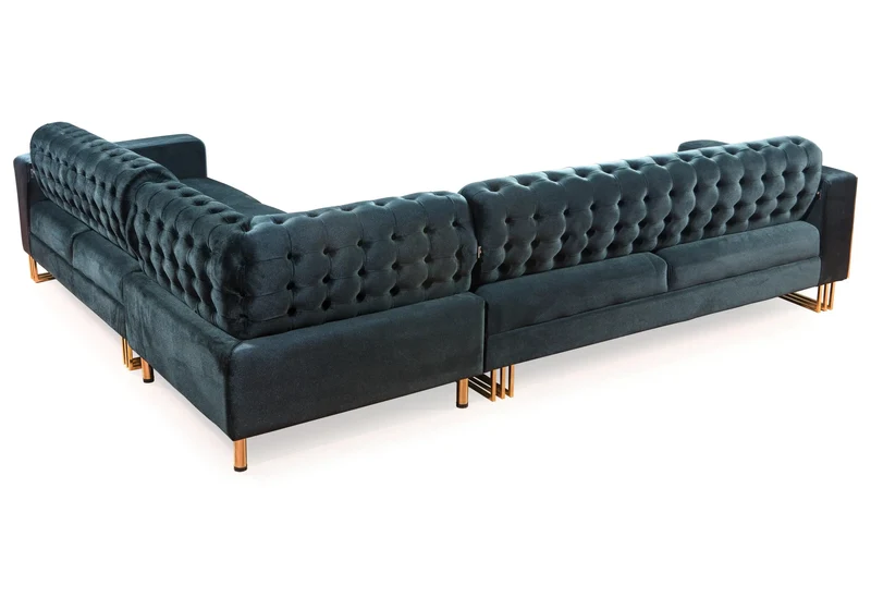Canapé Turc Capitonné Velours Anthracite Design Métal Doré – RIBELLA