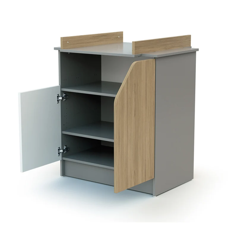 Commode 2 portes avec plan à langer AT4 Carnaval Gris blanc et bois