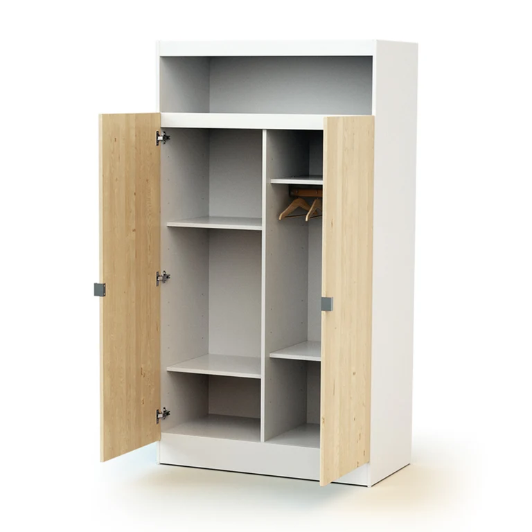 Armoire 2 portes 1 niche AT4 Carnaval Blanc et bois