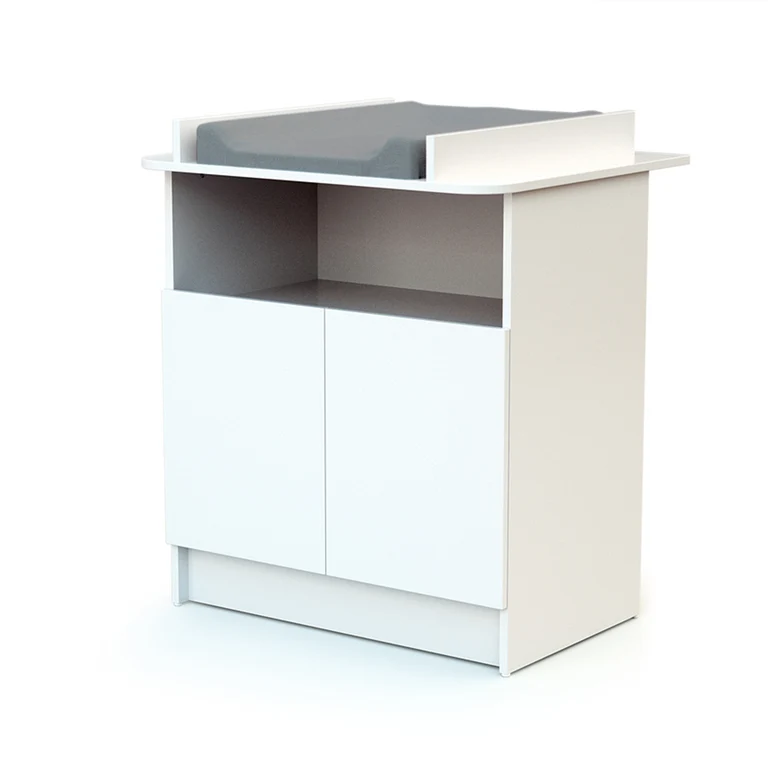 Lit bébé 60x120 et commode 2 portes avec plan à langer AT4 Webaby Blanc