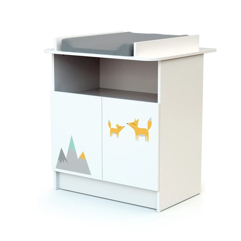 Lit bébé 60x120 et commode 2 portes avec plan à langer AT4 Webaby Renard