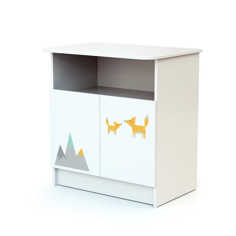 Lit bébé 60x120 et commode 2 portes avec plan à langer AT4 Webaby Renard