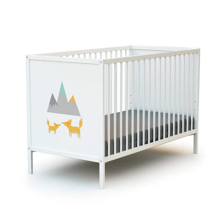 Lit bébé 60x120 et commode 2 portes avec plan à langer AT4 Webaby Renard