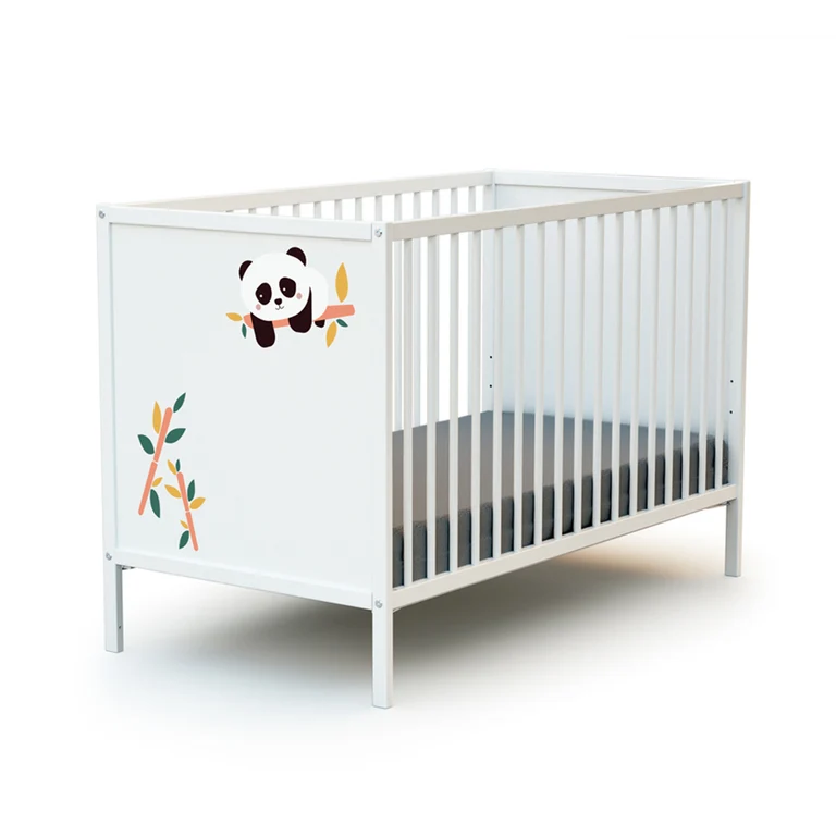 Lit bébé 60x120 et commode 2 portes avec plan à langer AT4 Webaby Panda