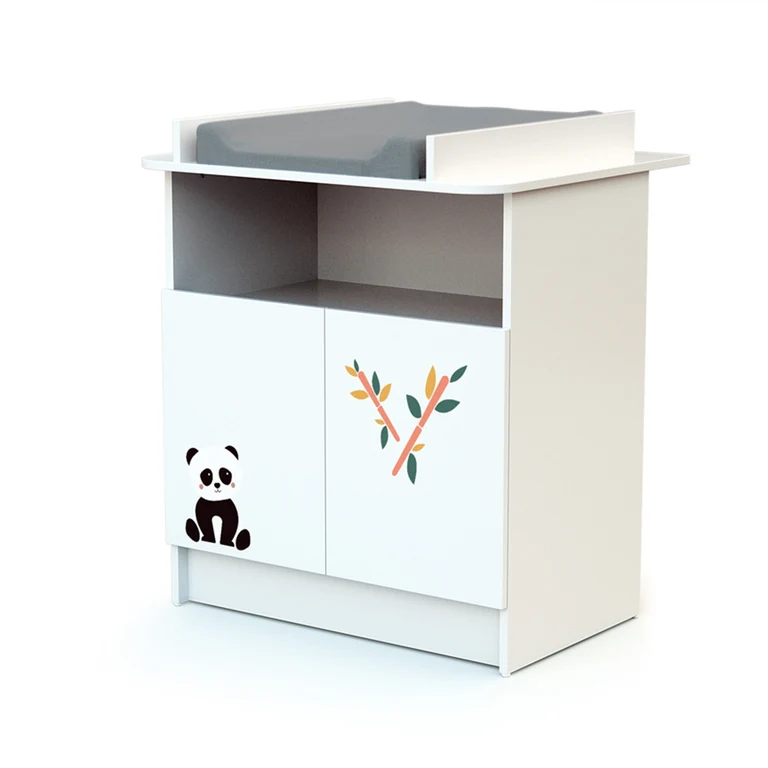 Lit bébé 60x120 et commode 2 portes avec plan à langer AT4 Webaby Panda
