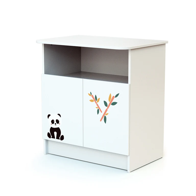 Lit bébé 60x120 et commode 2 portes avec plan à langer AT4 Webaby Panda