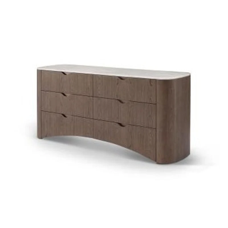 Casa Padrino Luxus Kommode Silbergrau / Hellgrau 160 x 42 x H. 80 cm - Kommode mit Travertin - Moderne Schlafzimmer Möbel - Luxus Qualität