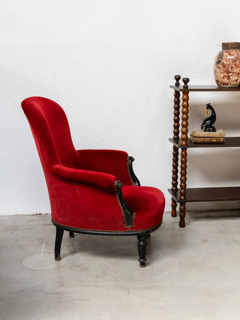 Ernest, le fauteuil en velours rouge et noir N°1545