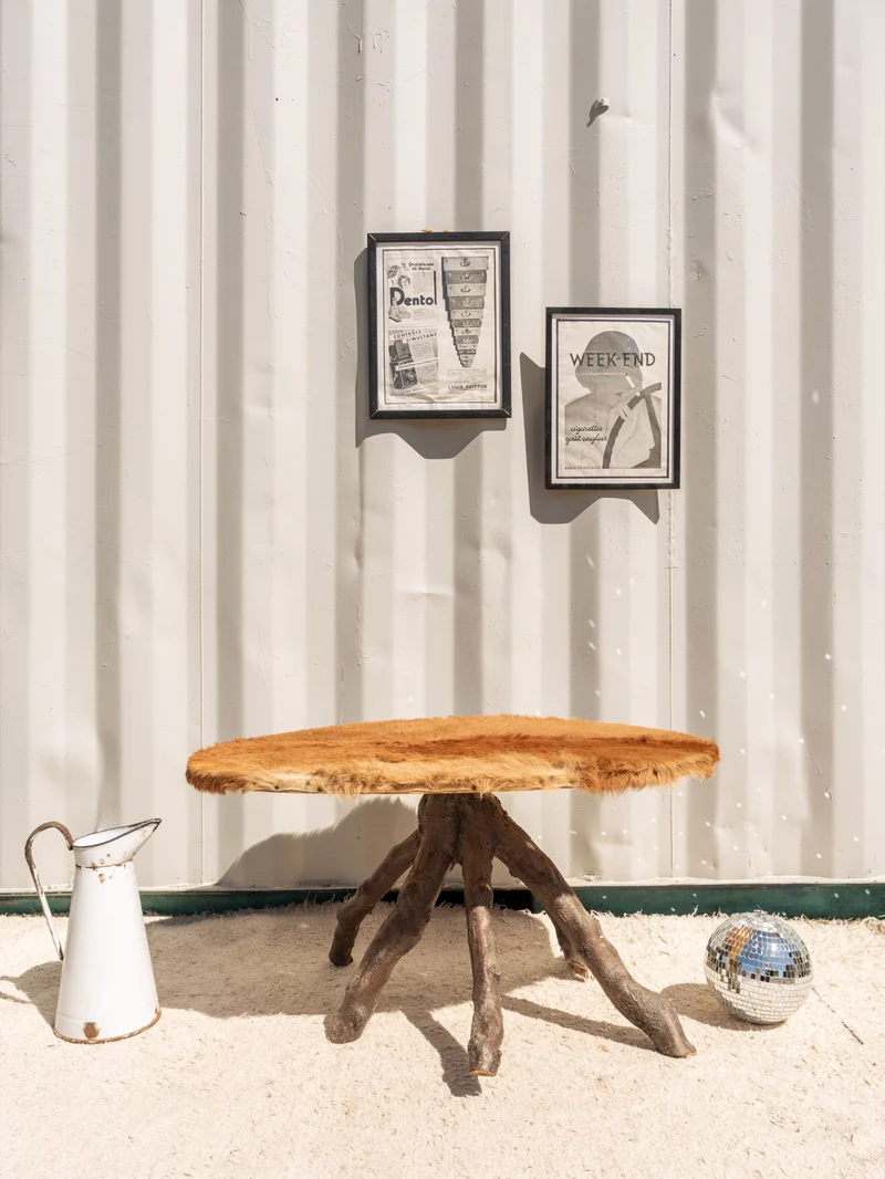 Donna, la table basse en bois et fourrure marron N°1115