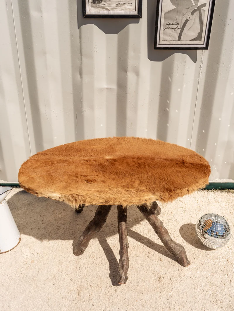 Donna, la table basse en bois et fourrure marron N°1115