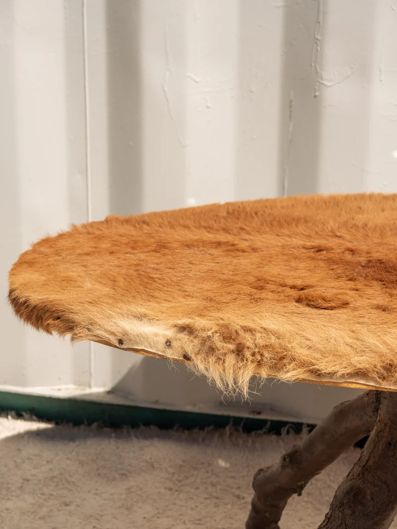 Donna, la table basse en bois et fourrure marron N°1115
