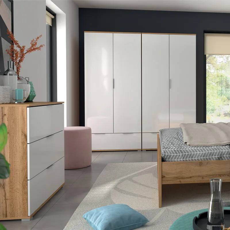 Armoire 2 portes 1 tiroir Selma Blanc et Bois