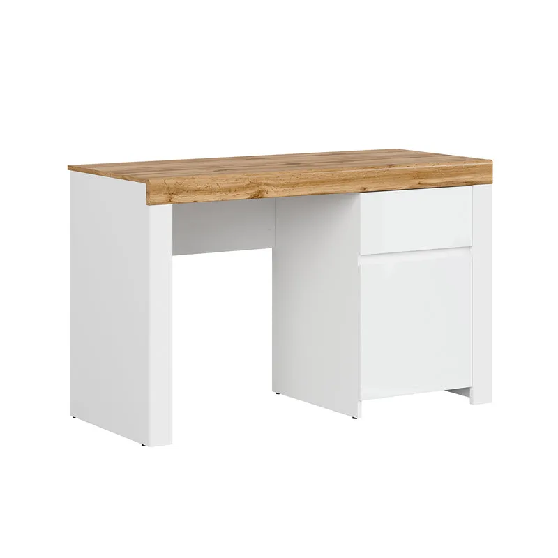 Bureau 1 porte 1 tiroir Hella Blanc et Bois