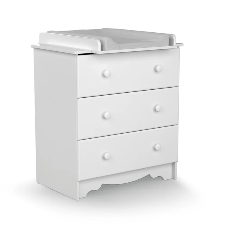 Commode 3 tiroirs avec plan à langer AT4 Marelle Blanc