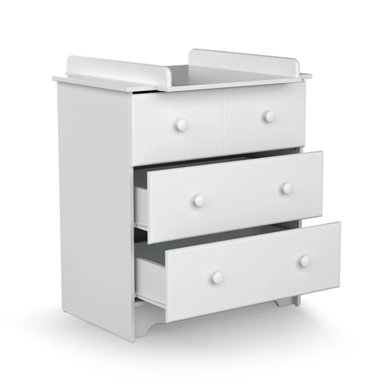 Commode 3 tiroirs avec plan à langer AT4 Marelle Blanc