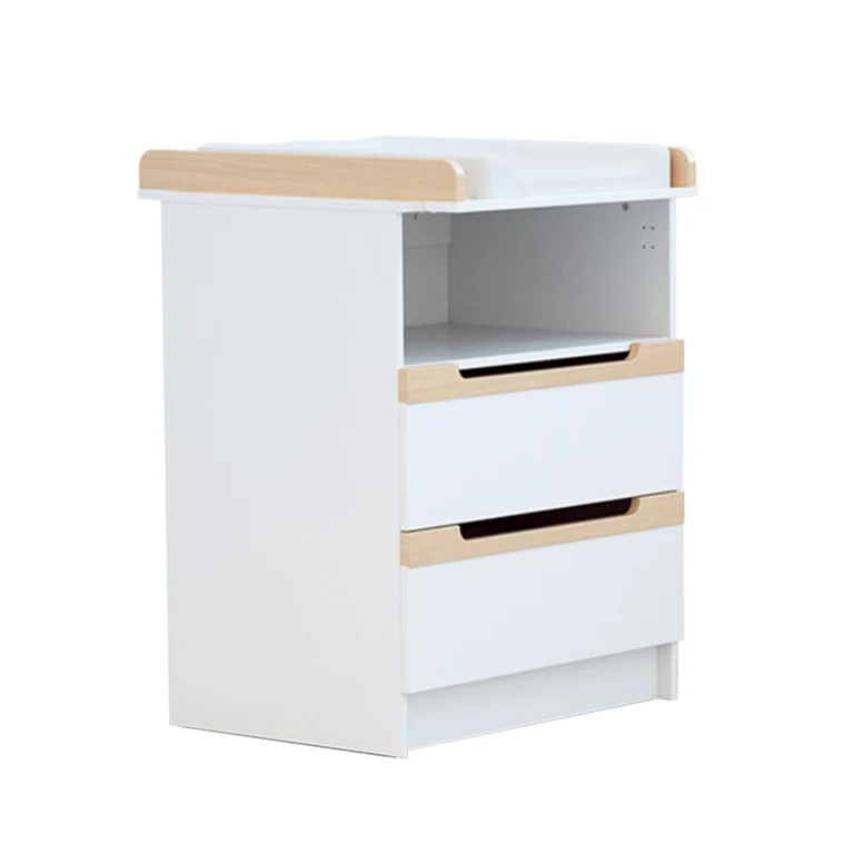 Lit évolutif 60x120 en 90x190 et commode à langer AT4 Carrousel Blanc et hêtre