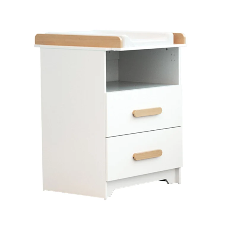 Lit évolutif 60x120 en 90x190 et commode à langer AT4 Gavroche Blanc et hêtre