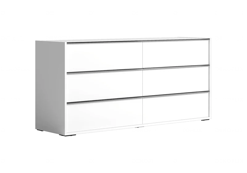 Commode 6 tiroirs blanc laqué design - Luna