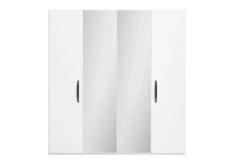 Armoire 3 à 6 portes blanc laqué avec miroir - Anna