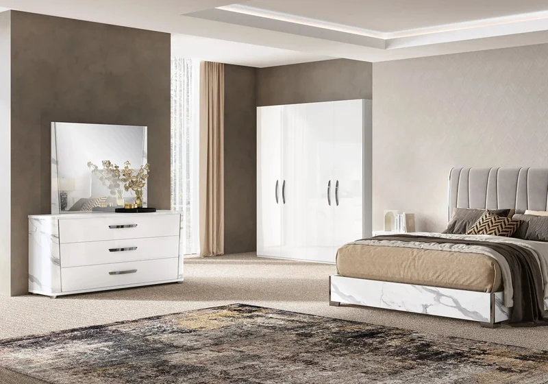 Armoire 3 à 6 portes battantes blanc laqué - Anna