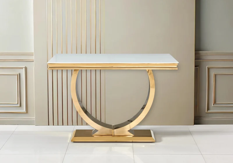 Console verre blanc doré - Bobo