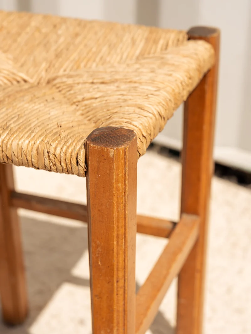 Regis, le tabouret en paille et bois N°1495