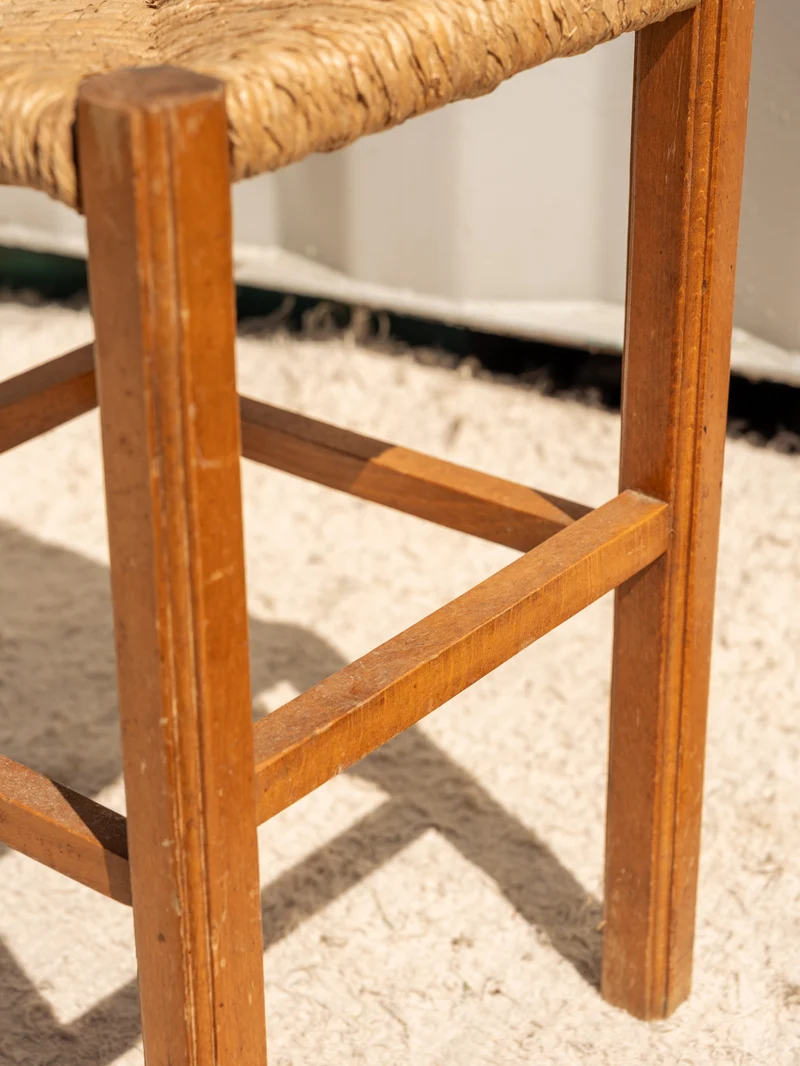 Regis, le tabouret en paille et bois N°1495