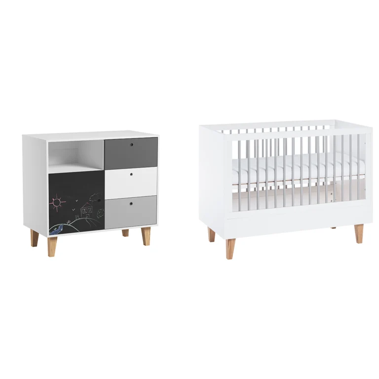 Lit bébé et Commode à langer Vox Concept Noir