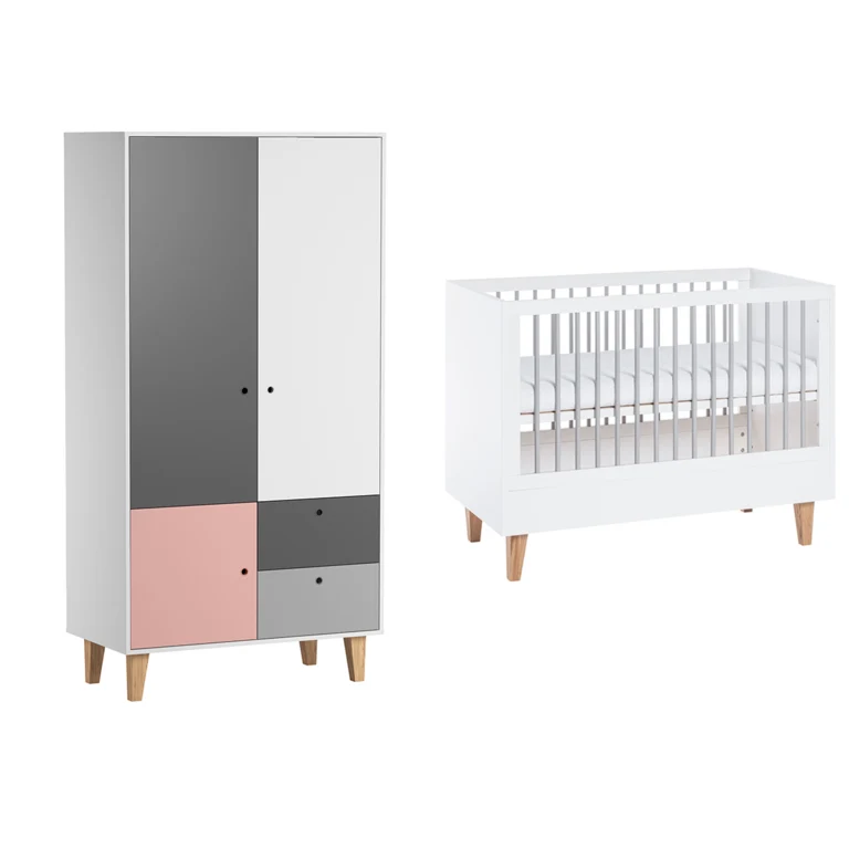 Lit bébé et Armoire Vox Concept Rose
