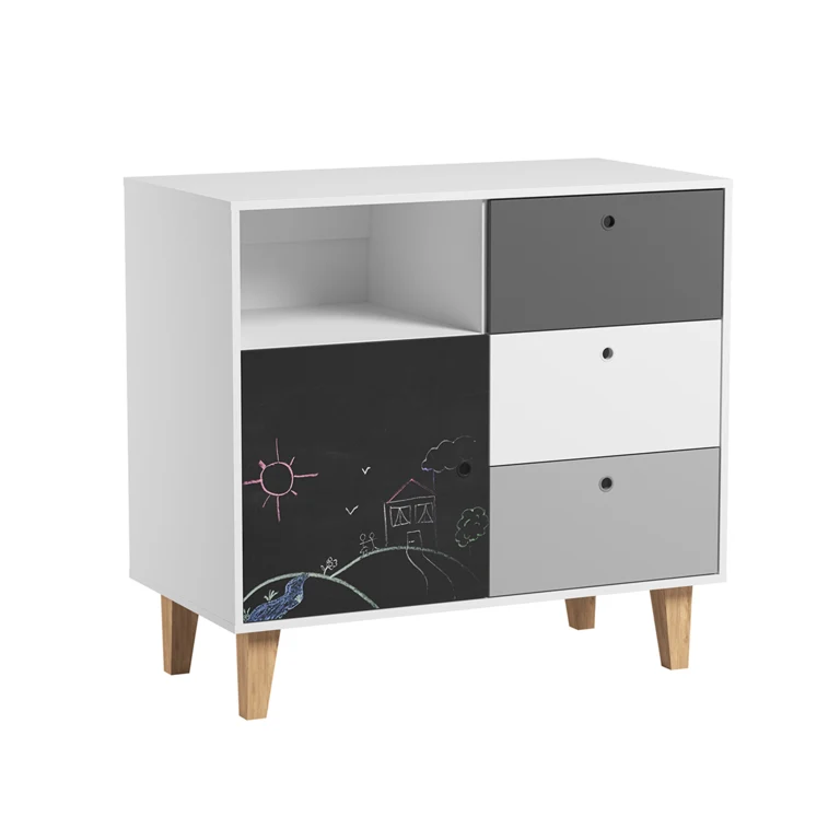 Lit bébé évolutif et Commode à langer Vox Concept Noir