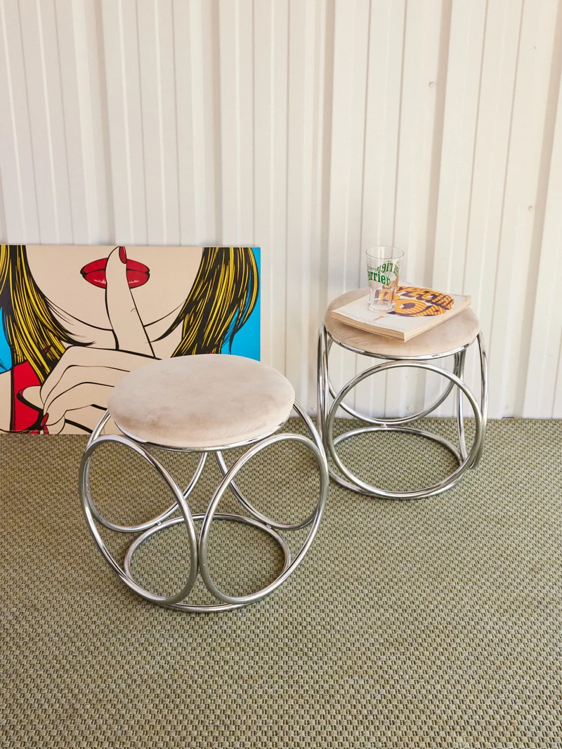 Axel, la paire de tabourets en chrome N°716