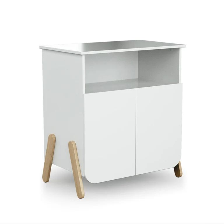 Commode 2 portes avec plan à langer AT4 Pirate Blanc et hêtre