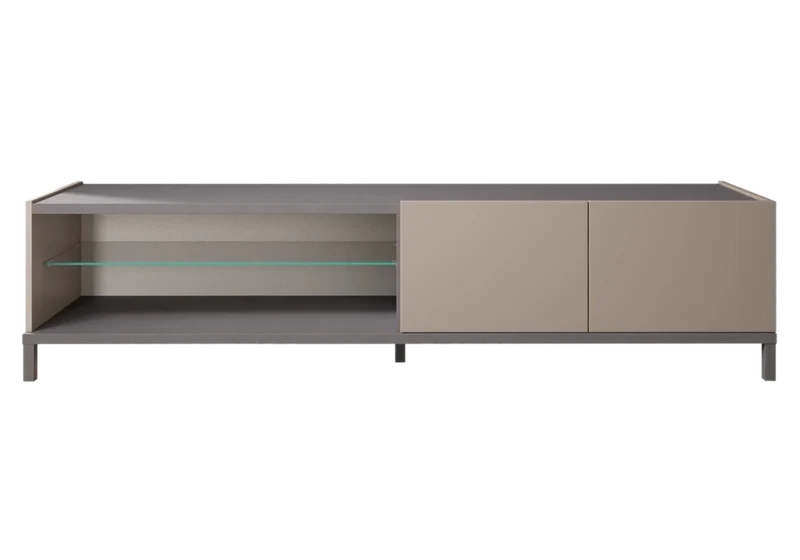 Meuble TV 4 portes effet marbre pieds métal - Kali