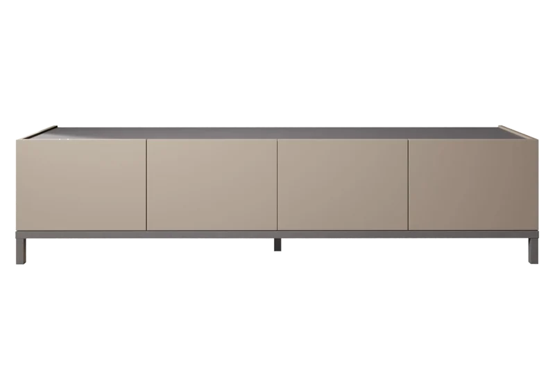 Meuble TV 4 portes effet marbre pieds métal - Kali