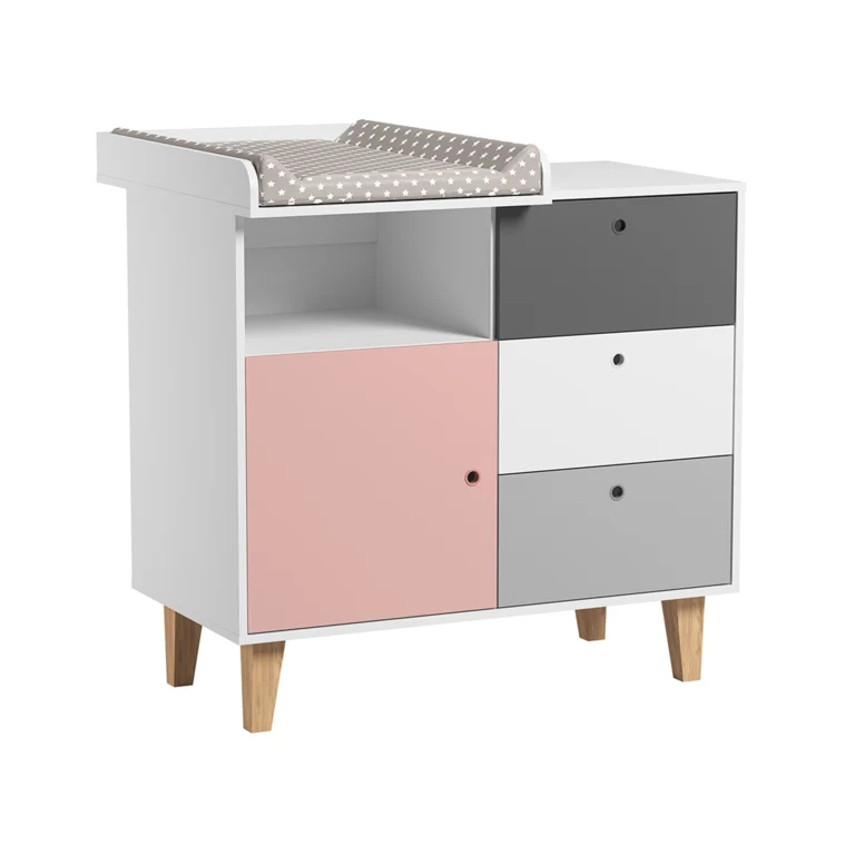 Chambre complète lit bébé - commode à langer - armoire Vox Concept Rose