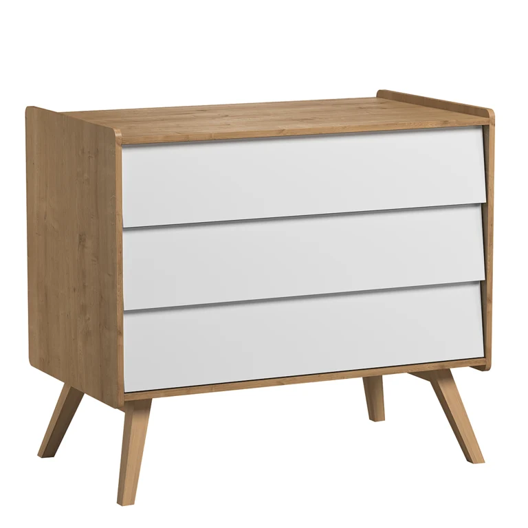 Commode 3 tiroirs et Chiffonnier Vox Vintage Bois Blanc