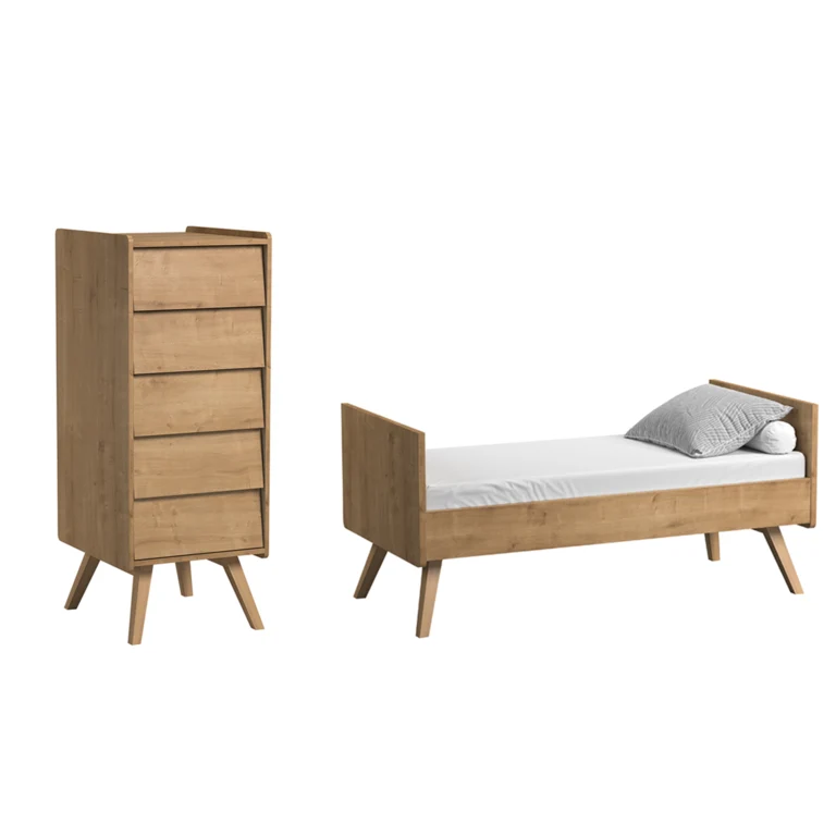 Lit bébé évolutif et Chiffonnier Vox Vintage Bois