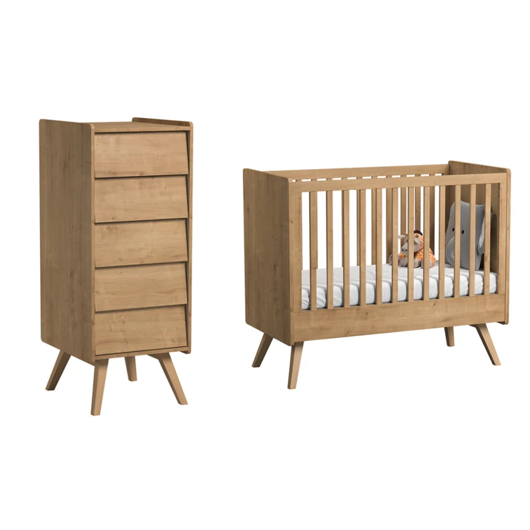 Lit bébé et Chiffonnier Vox Vintage Bois
