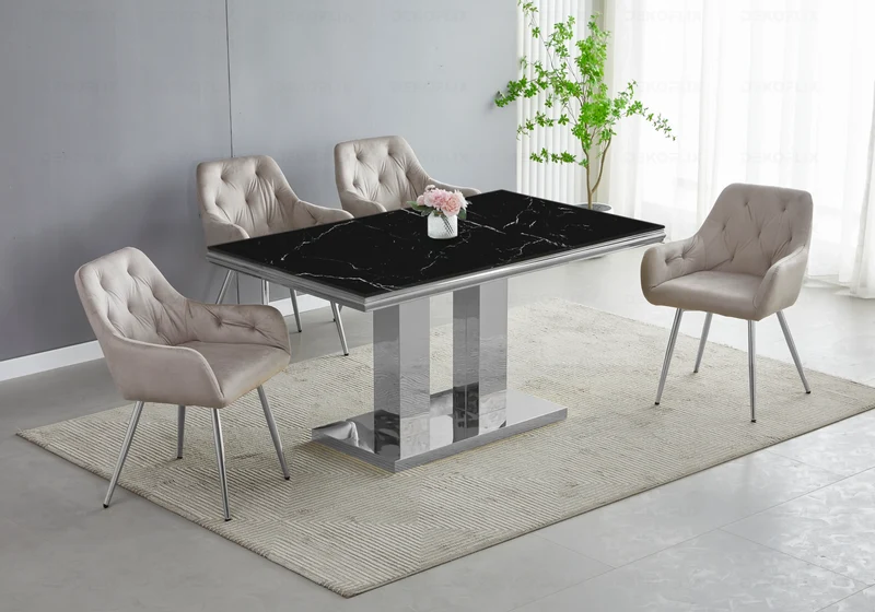 Table basse marbre noir argent design - Versus