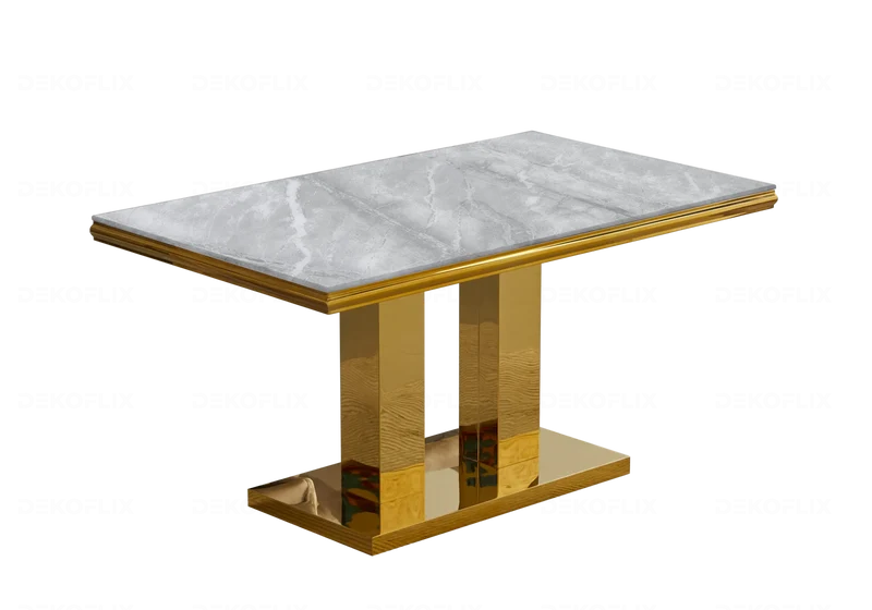 Table basse marbre gris dorée design - Versus