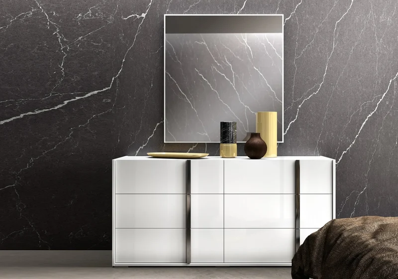 Miroir mural rectangulaire 97 cm blanc laqué - Bianca