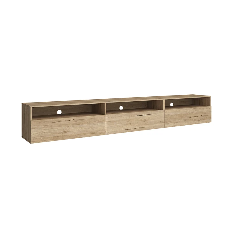 Meuble TV sur pied ou mural 1 tiroir 270 cm Sloan Bois