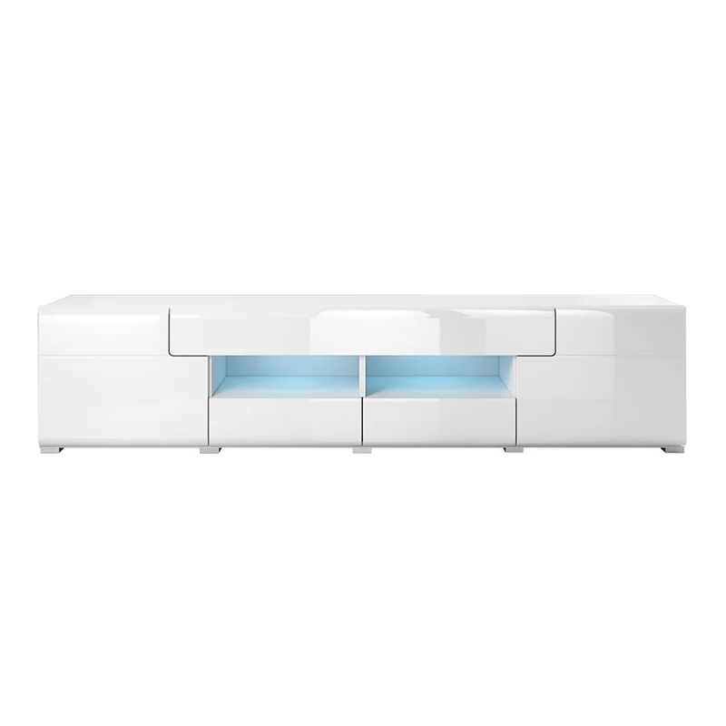 Meuble TV 2 portes 2 tiroirs 208 cm Jules Blanc