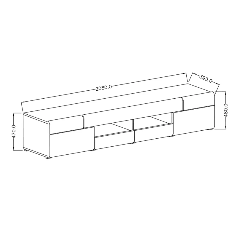Meuble TV 2 portes 2 tiroirs 208 cm Jules Blanc