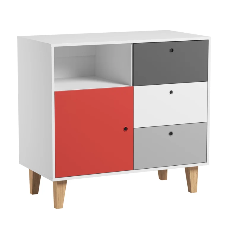 Chambre complète lit bébé - commode à langer - armoire Vox Concept Rouge