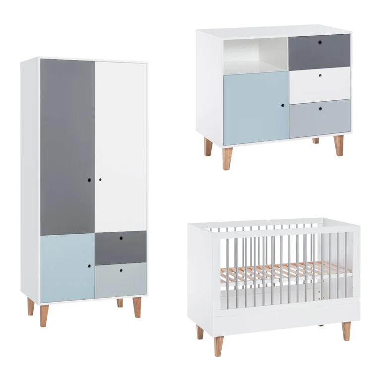 Chambre complète lit bébé - commode à langer - armoire Vox Concept Bleu