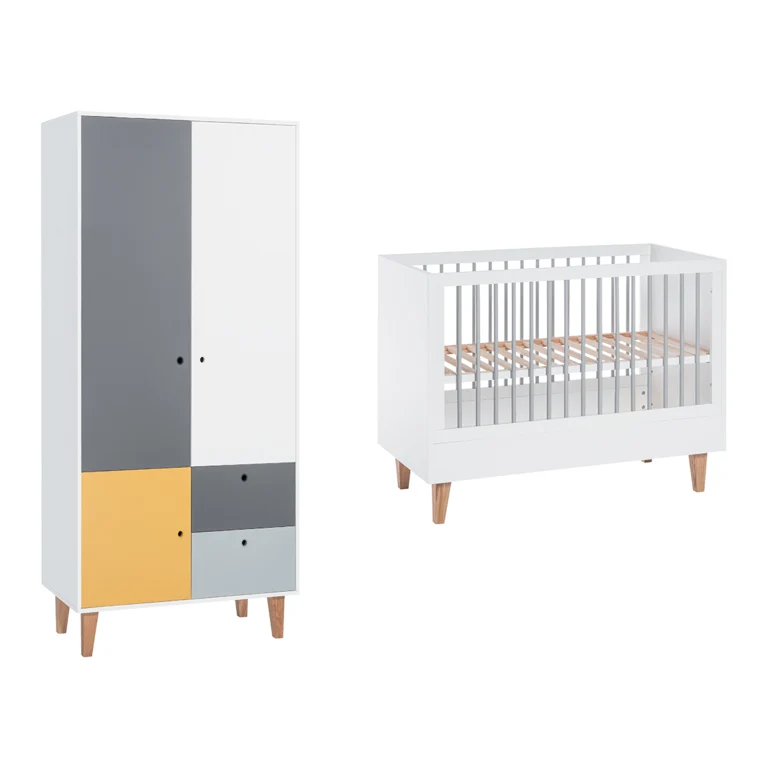 Lit bébé et Armoire Vox Concept Jaune