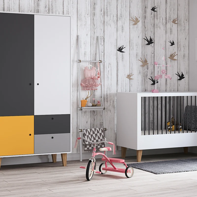 Lit bébé et Armoire Vox Concept Jaune