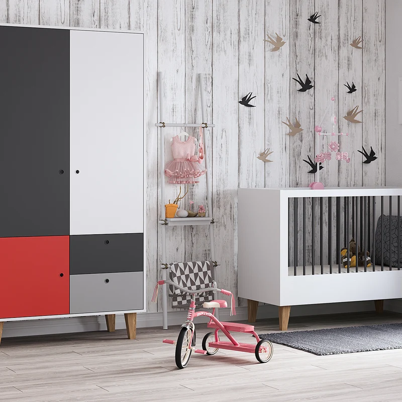 Lit bébé et Armoire Vox Concept Rouge