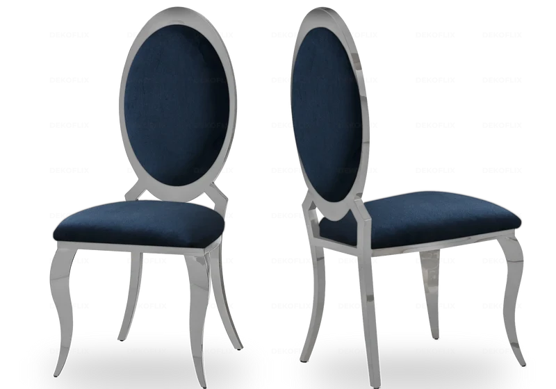 Table verre blanc et 4 chaises médaillon argent – Bobo